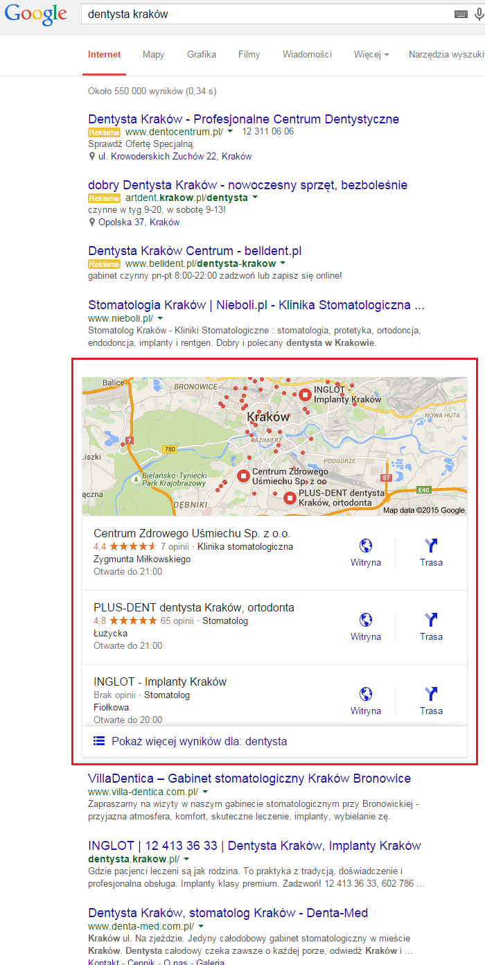 widok serp dentysta krakow
