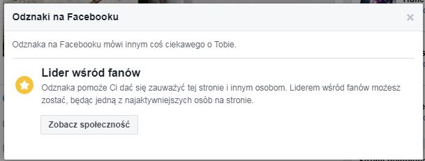 Lider wśród fanów - Facebook gratyfikuje zaangażowanie fanów odznaką