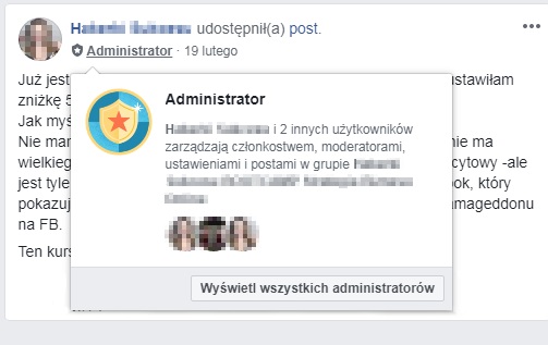 Założyciel, Administrator czy Lider konwersacji? Facebook oznacza członków grup