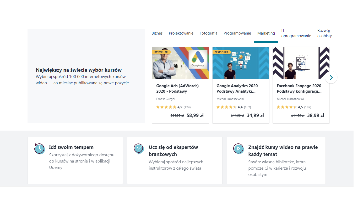Platforma Udemy z kursami online