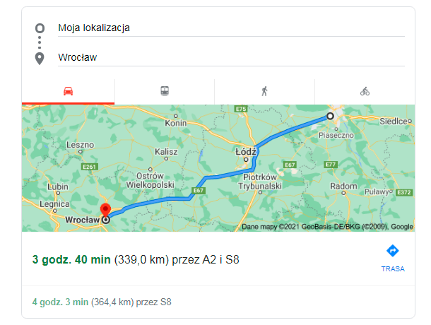 wskazówki dojazdu