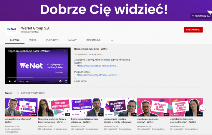 youtube kanał wenet