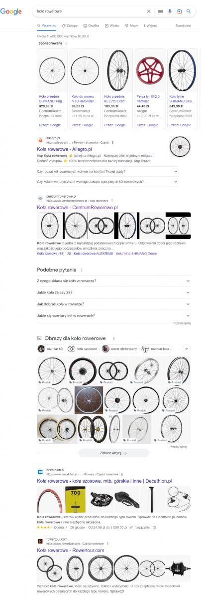 google wyniki wyszukiwania
