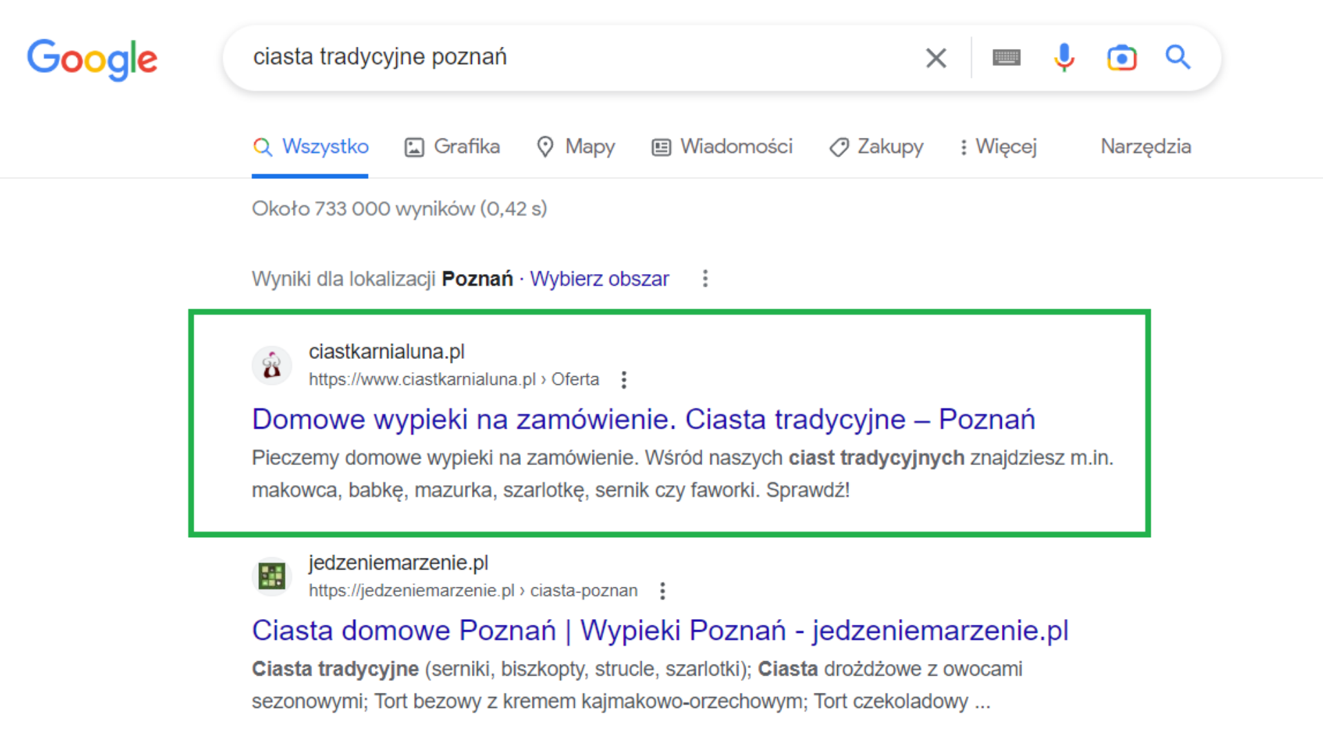 Zrzut z wyszukiwarki Google
