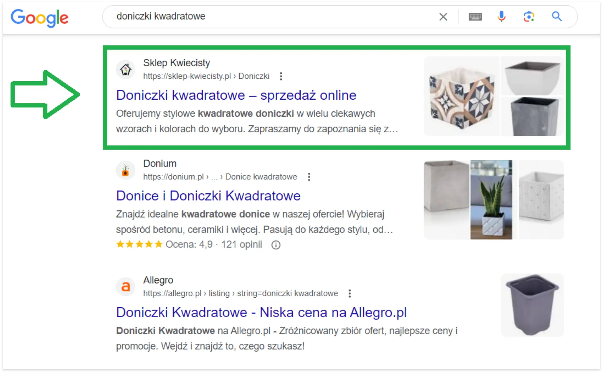 Zrzut wyszukiwania na słowo doniczki-kwadratowe
