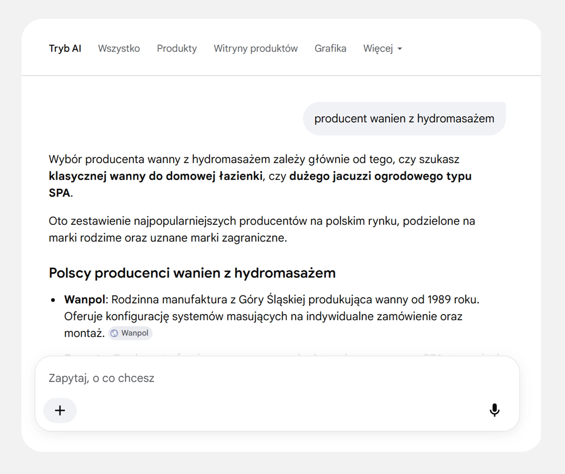 Odpowiedź wygenerowana przez AI na zapytanie: "producent wanien z hydromasażem"
